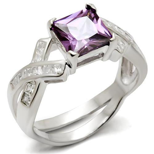 Load image into Gallery viewer, 34403 - High-Polished 925 Sterling Silver Ring with AAA Grade CZ in Amethyst

