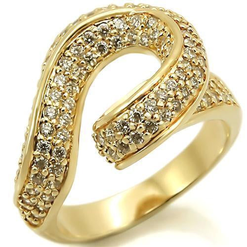 Load image into Gallery viewer, 0W317 - Gold Brass Ring with AAA Grade CZ in Clear
