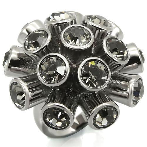 Load image into Gallery viewer, 0W306 - Ruthenium Brass Ring with Top Grade Crystal in Jet
