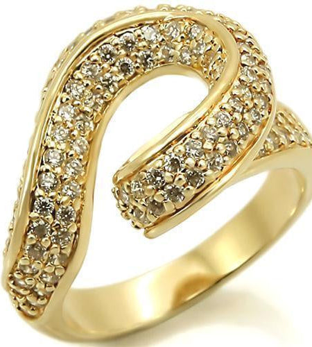 0W317 - Gold Brass Ring with AAA Grade CZ in Clear