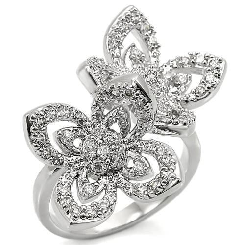Load image into Gallery viewer, 0W336 - Rhodium Brass Ring with AAA Grade CZ in Clear

