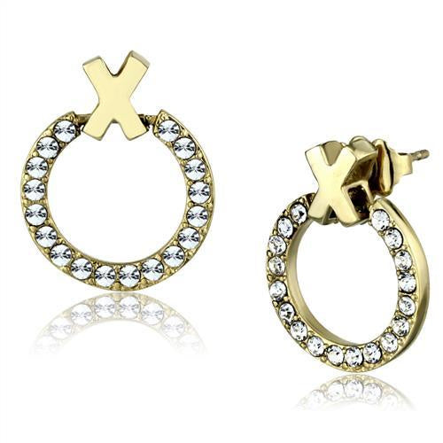 Load image into Gallery viewer, TK2271 - IP Gold(Ion Plating) Stainless Steel Earrings with Top Grade Crystal in Clear
