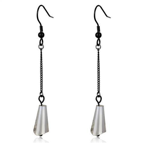 Load image into Gallery viewer, TK2381 - IP Black(Ion Plating) Stainless Steel Earrings with Synthetic Synthetic Glass in Clear
