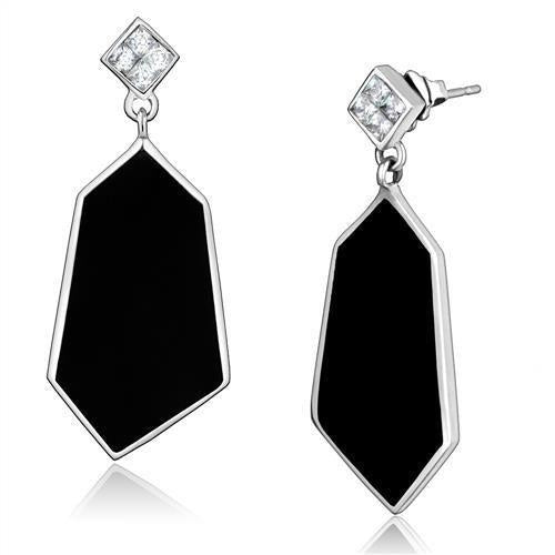 Load image into Gallery viewer, TK2382 - High polished (no plating) Stainless Steel Earrings with AAA Grade CZ in Clear

