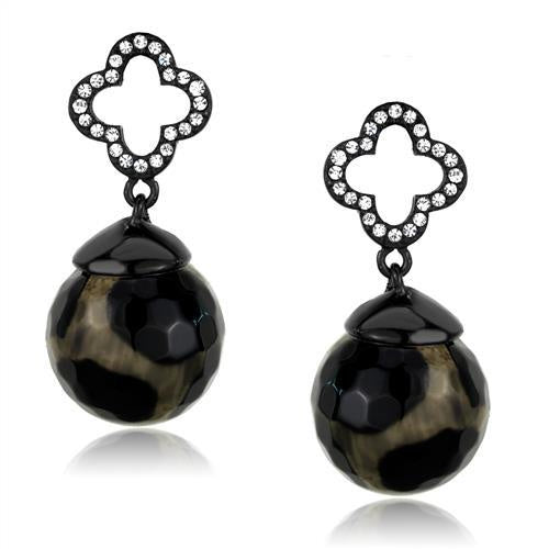 Load image into Gallery viewer, TK2384 - IP Black(Ion Plating) Stainless Steel Earrings with Synthetic Onyx in Multi Color
