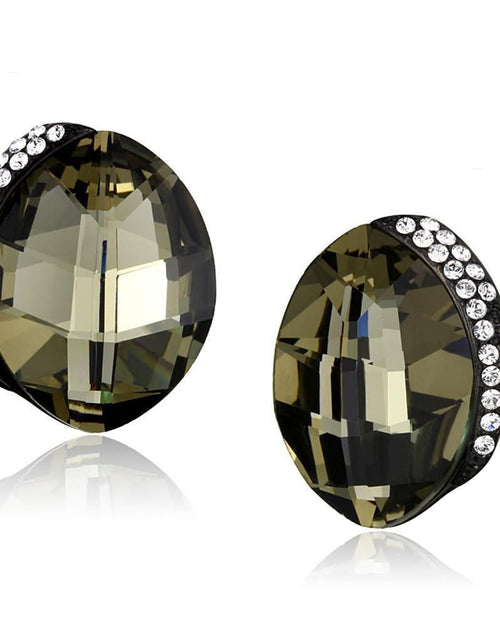 Load image into Gallery viewer, TK2377 - IP Black(Ion Plating) Stainless Steel Earrings with Top Grade Crystal in Black Diamond
