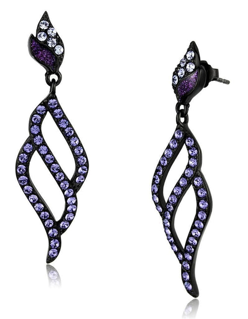Load image into Gallery viewer, TK2379 - IP Black(Ion Plating) Stainless Steel Earrings with Top Grade Crystal in Tanzanite
