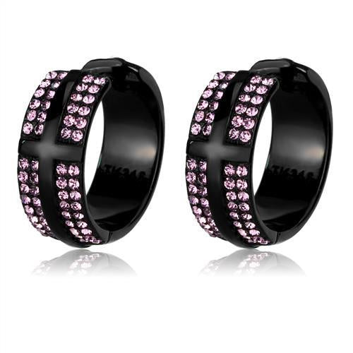 Load image into Gallery viewer, TK2386 - IP Black(Ion Plating) Stainless Steel Earrings with Top Grade Crystal in Light Amethyst
