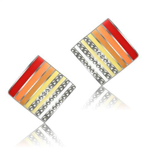 Load image into Gallery viewer, TK275 - High polished (no plating) Stainless Steel Earrings with Top Grade Crystal in Clear
