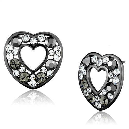 Load image into Gallery viewer, TK2627 - IP Light Black (IP Gun) Stainless Steel Earrings with Top Grade Crystal in Multi Color

