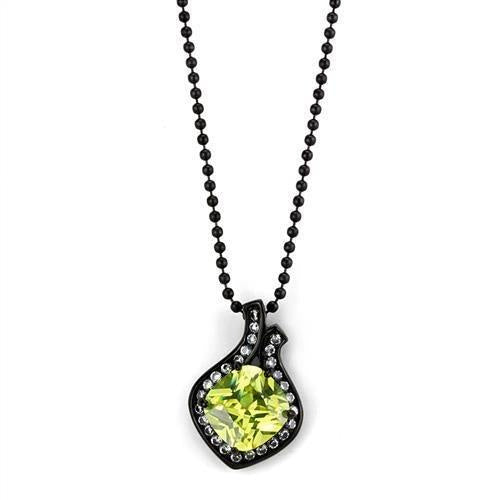 Load image into Gallery viewer, TK2629 - IP Black(Ion Plating) Stainless Steel Chain Pendant with AAA Grade CZ in Apple Green color
