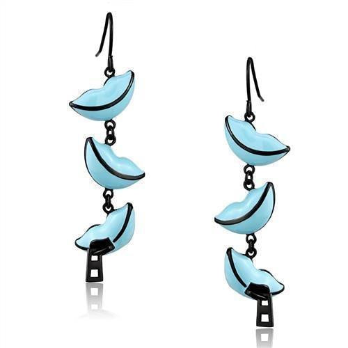 Load image into Gallery viewer, TK2624 - IP Black(Ion Plating) Stainless Steel Earrings with Epoxy in Sea Blue
