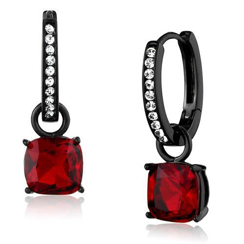Load image into Gallery viewer, TK2626 - IP Black(Ion Plating) Stainless Steel Earrings with Synthetic Synthetic Glass in Siam
