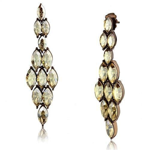 Load image into Gallery viewer, TK2632 - IP Coffee light Stainless Steel Earrings with Top Grade Crystal in Champagne
