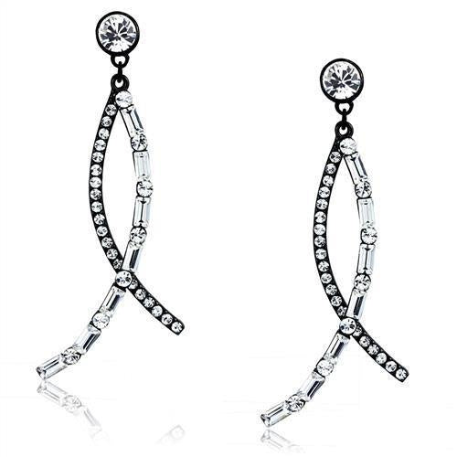 Load image into Gallery viewer, TK2635 - IP Light Black (IP Gun) Stainless Steel Earrings with Top Grade Crystal in Clear
