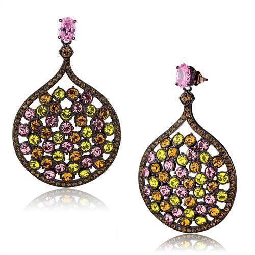 Load image into Gallery viewer, TK2630 - IP Coffee light Stainless Steel Earrings with AAA Grade CZ in Rose
