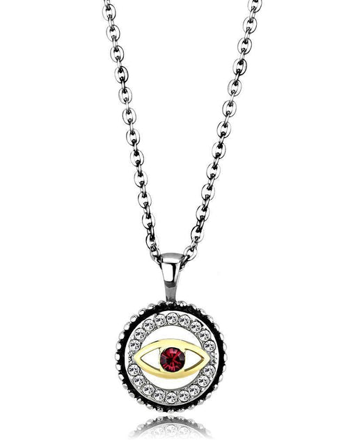 Load image into Gallery viewer, TK2527 - Two-Tone IP Gold (Ion Plating) Stainless Steel Chain Pendant with Top Grade Crystal in Garnet
