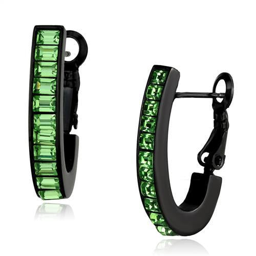 Load image into Gallery viewer, TK2534 - IP Black(Ion Plating) Stainless Steel Earrings with Top Grade Crystal in Peridot
