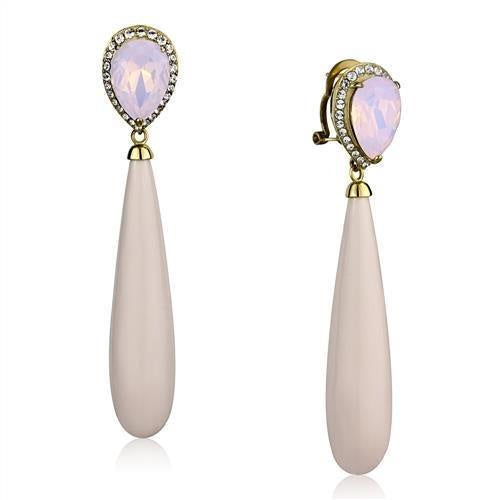 Load image into Gallery viewer, TK2543 - IP Gold(Ion Plating) Stainless Steel Earrings with Top Grade Crystal in Light Rose
