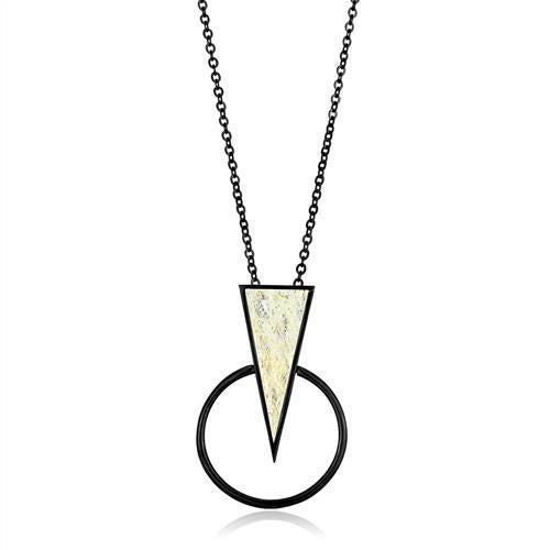 Load image into Gallery viewer, TK2524 - IP Black(Ion Plating) Stainless Steel Chain Pendant with Leather in White
