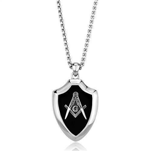 Load image into Gallery viewer, TK2522 - High polished (no plating) Stainless Steel Chain Pendant with Epoxy in Jet
