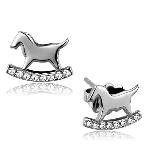Load image into Gallery viewer, TK2153 - High polished (no plating) Stainless Steel Earrings with Top Grade Crystal in Clear

