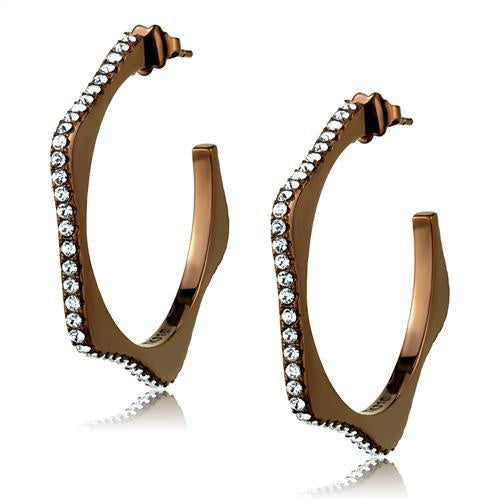 Load image into Gallery viewer, TK2714 - IP Coffee light Stainless Steel Earrings with Top Grade Crystal in Clear
