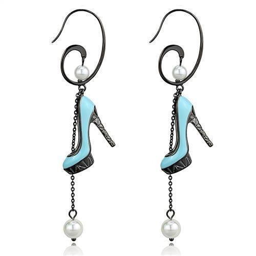 Load image into Gallery viewer, TK2721 - IP Light Black (IP Gun) Stainless Steel Earrings with Synthetic Pearl in White
