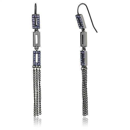 Load image into Gallery viewer, TK2722 - IP Light Black (IP Gun) Stainless Steel Earrings with Top Grade Crystal in Tanzanite
