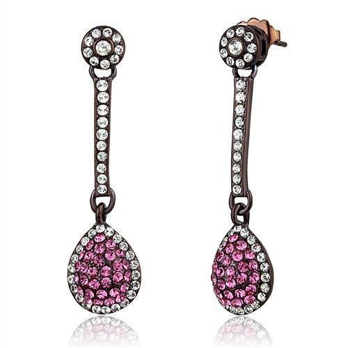 Load image into Gallery viewer, TK2724 - IP Dark Brown (IP coffee) Stainless Steel Earrings with Top Grade Crystal in Rose
