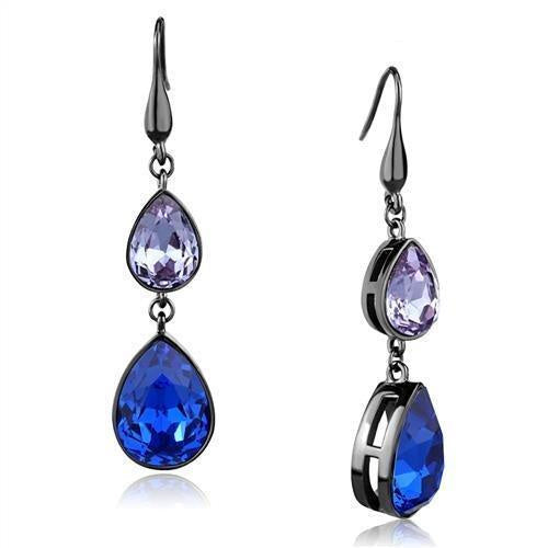 Load image into Gallery viewer, TK2706 - IP Light Black (IP Gun) Stainless Steel Earrings with Top Grade Crystal in Multi Color

