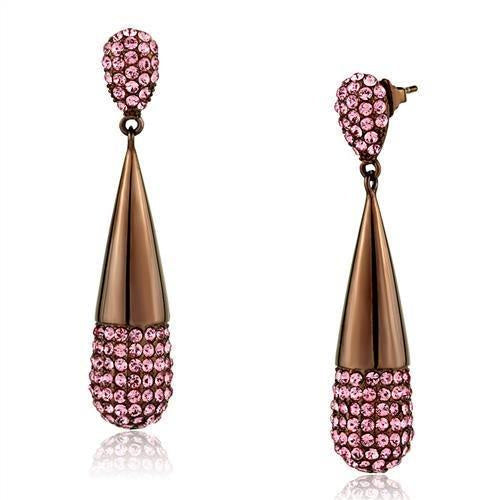 Load image into Gallery viewer, TK2707 - IP Coffee light Stainless Steel Earrings with Top Grade Crystal in Light Peach
