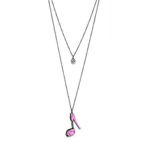 Load image into Gallery viewer, TK2703 - IP Light Black (IP Gun) Stainless Steel Chain Pendant with Top Grade Crystal in Clear
