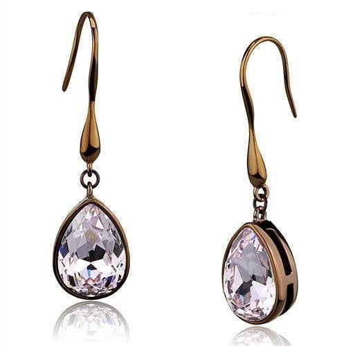 Load image into Gallery viewer, TK2727 - IP Coffee light Stainless Steel Earrings with Top Grade Crystal in Light Peach
