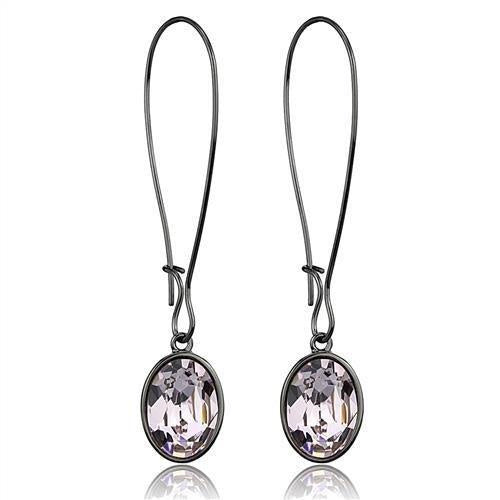 Load image into Gallery viewer, TK2719 - IP Light Black (IP Gun) Stainless Steel Earrings with Top Grade Crystal in Light Peach
