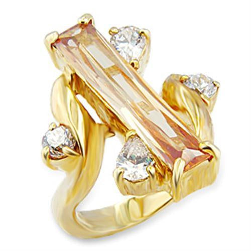 Load image into Gallery viewer, 56423 - Gold Brass Ring with AAA Grade CZ in Champagne
