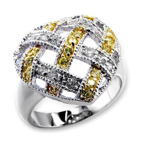 Load image into Gallery viewer, 60205 - Reverse Two-Tone Brass Ring with AAA Grade CZ in Topaz
