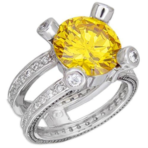 Load image into Gallery viewer, 54909 - Rhodium + Ruthenium Brass Ring with AAA Grade CZ in Topaz
