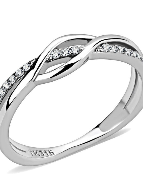 Load image into Gallery viewer, DA157 - High polished (no plating) Stainless Steel Ring with AAA Grade CZ in Clear
