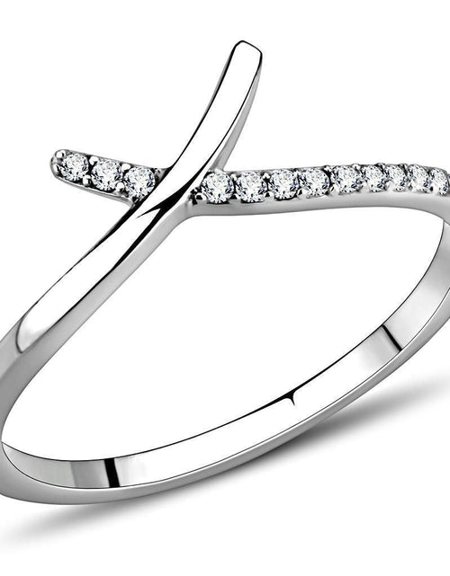 Load image into Gallery viewer, DA154 - High polished (no plating) Stainless Steel Ring with AAA Grade CZ in Clear
