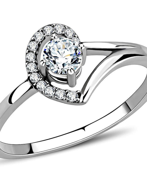 Load image into Gallery viewer, DA165 - High polished (no plating) Stainless Steel Ring with AAA Grade CZ in Clear
