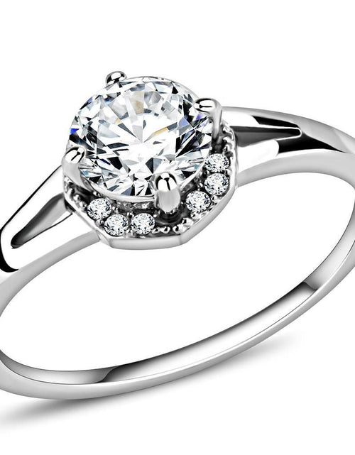 Load image into Gallery viewer, DA150 - High polished (no plating) Stainless Steel Ring with AAA Grade CZ in Clear
