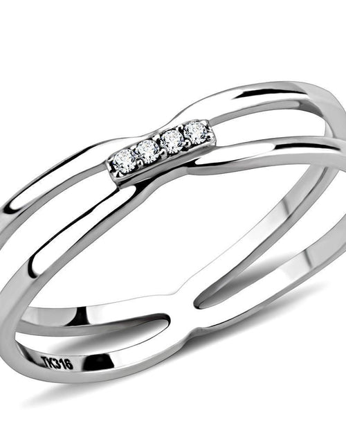 Load image into Gallery viewer, DA160 - High polished (no plating) Stainless Steel Ring with AAA Grade CZ in Clear
