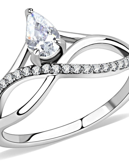 Load image into Gallery viewer, DA149 - High polished (no plating) Stainless Steel Ring with AAA Grade CZ in Clear
