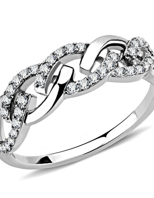 Load image into Gallery viewer, DA163 - High polished (no plating) Stainless Steel Ring with AAA Grade CZ in Clear
