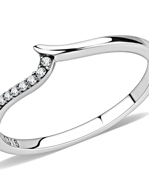 Load image into Gallery viewer, DA162 - High polished (no plating) Stainless Steel Ring with AAA Grade CZ in Clear
