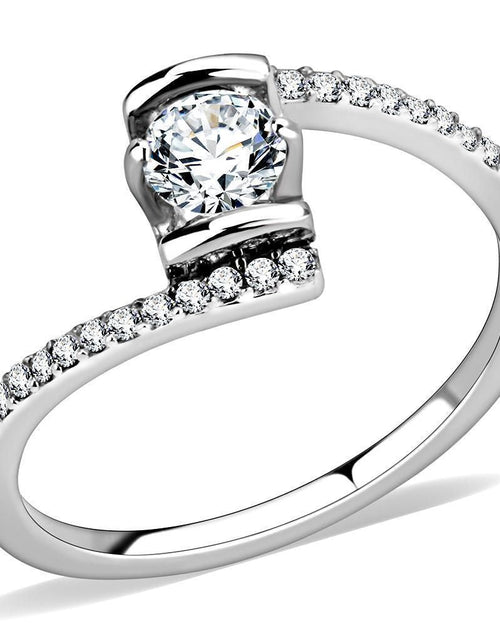 Load image into Gallery viewer, DA151 - High polished (no plating) Stainless Steel Ring with AAA Grade CZ in Clear
