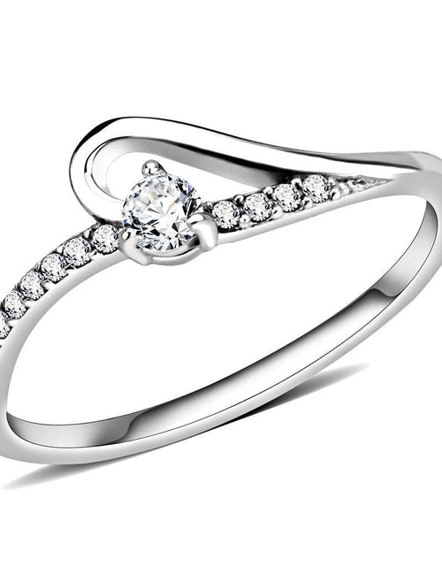 Load image into Gallery viewer, DA148 - High polished (no plating) Stainless Steel Ring with AAA Grade CZ in Clear

