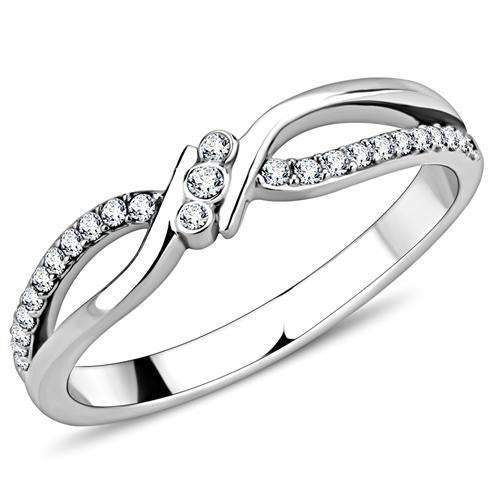 Load image into Gallery viewer, DA156 - High polished (no plating) Stainless Steel Ring with AAA Grade CZ in Clear
