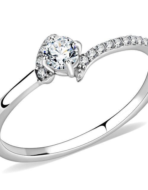 Load image into Gallery viewer, DA152 - High polished (no plating) Stainless Steel Ring with AAA Grade CZ in Clear
